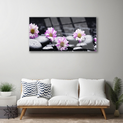 Glasbild aus Plexiglas® Blumen Steine Pflanzen