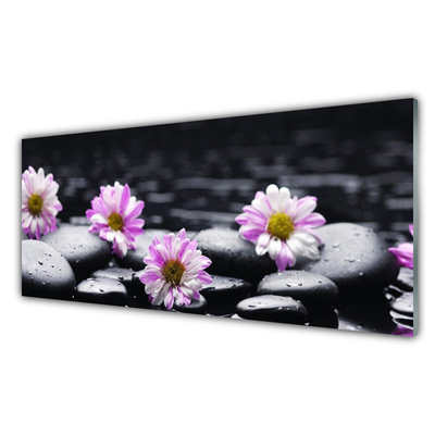 Glasbild aus Plexiglas® Blumen Steine Pflanzen