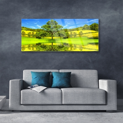 Glasbild aus Plexiglas® Wiese Baum Natur