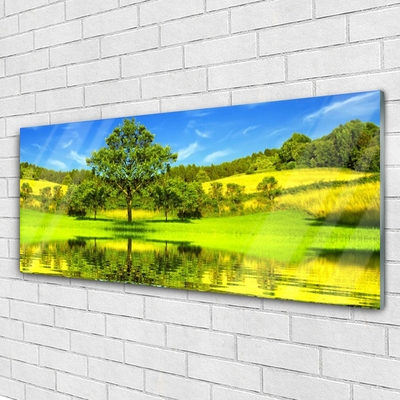 Glasbild aus Plexiglas® Wiese Baum Natur