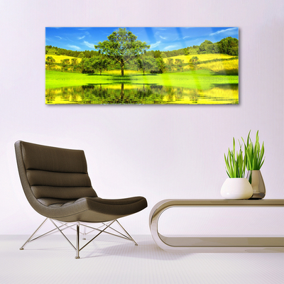 Glasbild aus Plexiglas® Wiese Baum Natur