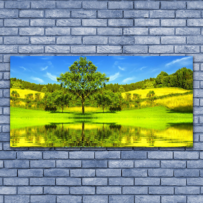 Glasbild aus Plexiglas® Wiese Baum Natur