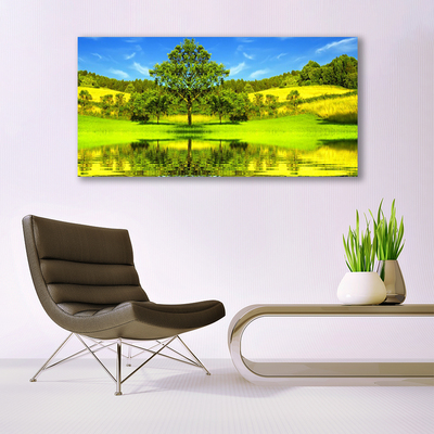 Glasbild aus Plexiglas® Wiese Baum Natur