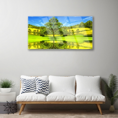 Glasbild aus Plexiglas® Wiese Baum Natur