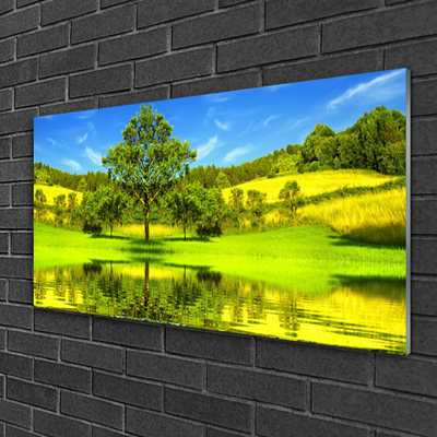 Glasbild aus Plexiglas® Wiese Baum Natur