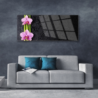 Glasbild aus Plexiglas® Bambusrohre Blumen Pflanzen