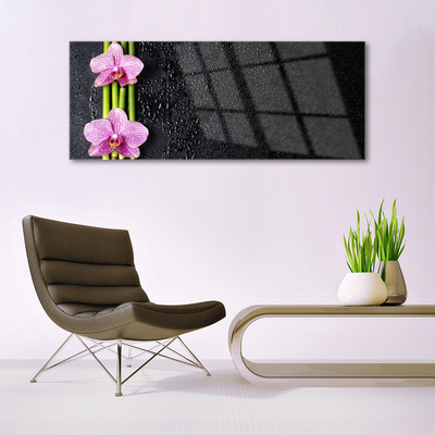 Glasbild aus Plexiglas® Bambusrohre Blumen Pflanzen