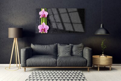 Glasbild aus Plexiglas® Bambusrohre Blumen Pflanzen