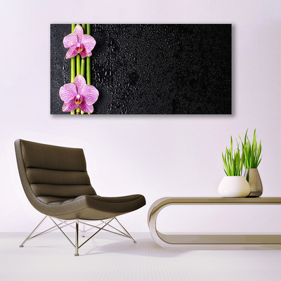 Glasbild aus Plexiglas® Bambusrohre Blumen Pflanzen