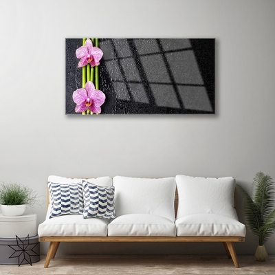 Glasbild aus Plexiglas® Bambusrohre Blumen Pflanzen