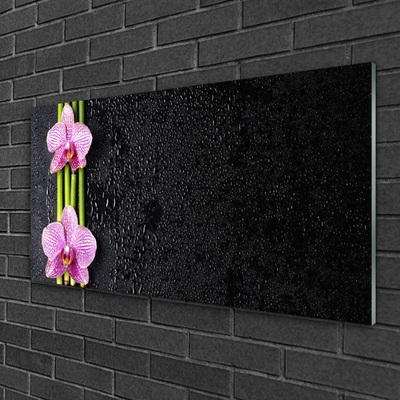 Glasbild aus Plexiglas® Bambusrohre Blumen Pflanzen