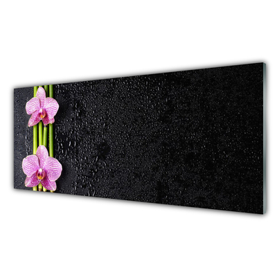 Glasbild aus Plexiglas® Bambusrohre Blumen Pflanzen