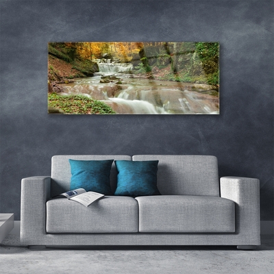 Glasbild aus Plexiglas® Wasserfall Wald Natur