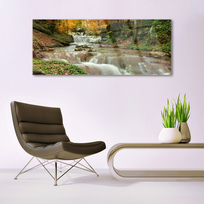 Glasbild aus Plexiglas® Wasserfall Wald Natur