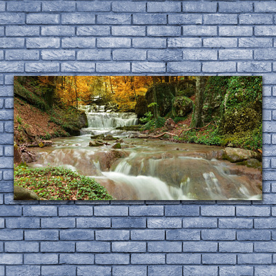 Glasbild aus Plexiglas® Wasserfall Wald Natur