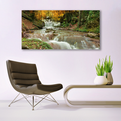 Glasbild aus Plexiglas® Wasserfall Wald Natur