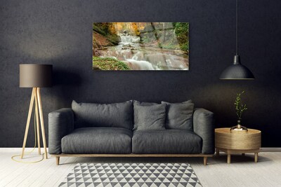 Glasbild aus Plexiglas® Wasserfall Wald Natur