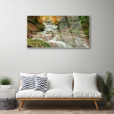 Glasbild aus Plexiglas® Wasserfall Wald Natur