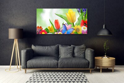 Glasbild aus Plexiglas® Schmetterling Blumen Natur