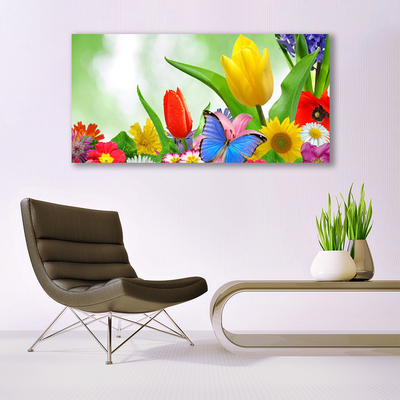 Glasbild aus Plexiglas® Schmetterling Blumen Natur