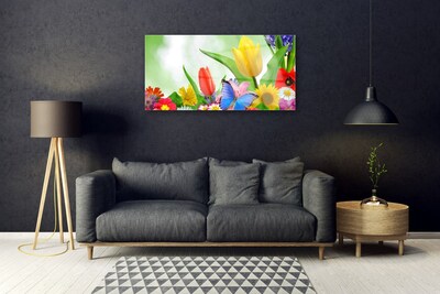 Glasbild aus Plexiglas® Schmetterling Blumen Natur