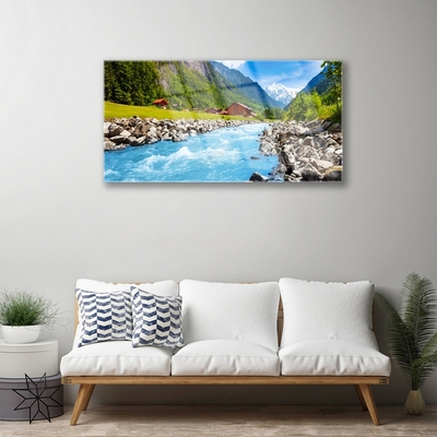 Glasbild aus Plexiglas® Gebirge Steine See Landschaft