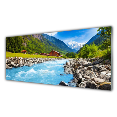 Glasbild aus Plexiglas® Gebirge Steine See Landschaft