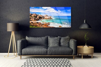 Glasbild aus Plexiglas® Strand Felsen Meer Landschaft