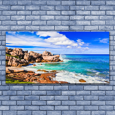 Glasbild aus Plexiglas® Strand Felsen Meer Landschaft