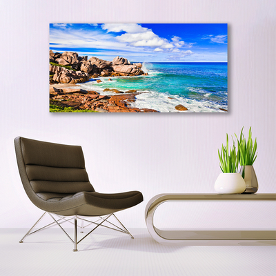 Glasbild aus Plexiglas® Strand Felsen Meer Landschaft