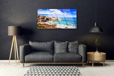 Glasbild aus Plexiglas® Strand Felsen Meer Landschaft