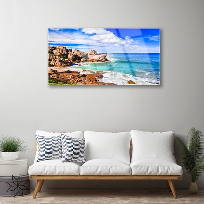 Glasbild aus Plexiglas® Strand Felsen Meer Landschaft