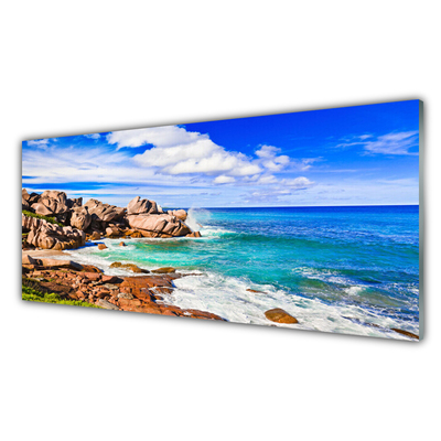 Glasbild aus Plexiglas® Strand Felsen Meer Landschaft