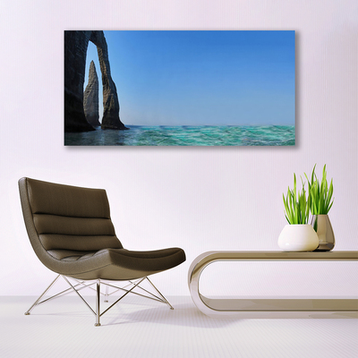 Glasbild aus Plexiglas® Felsen Meer Landschaft