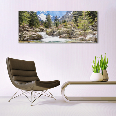 Glasbild aus Plexiglas® Gebirge Wald Steine See Natur