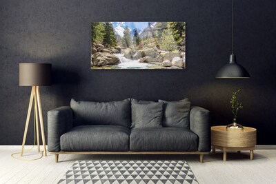 Glasbild aus Plexiglas® Gebirge Wald Steine See Natur