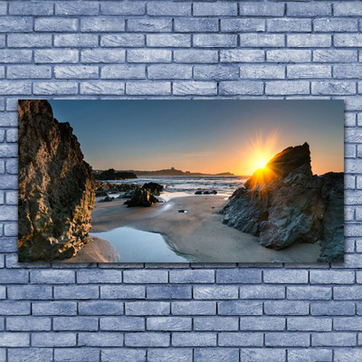 Glasbild aus Plexiglas® Felsen Strand Sonne Landschaft