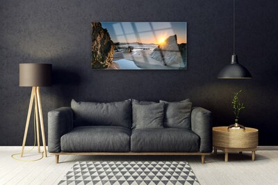 Glasbild aus Plexiglas® Felsen Strand Sonne Landschaft