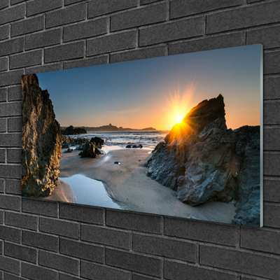 Glasbild aus Plexiglas® Felsen Strand Sonne Landschaft