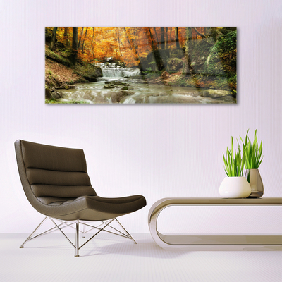 Glasbild aus Plexiglas® Wasserfall Wald Natur