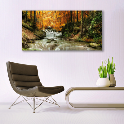 Glasbild aus Plexiglas® Wasserfall Wald Natur