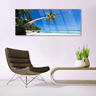 Glasbild aus Plexiglas® Strand Palme Meer Landschaft