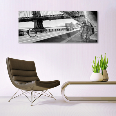 Glasbild aus Plexiglas® Brücke Straße Fahrrad Architektur