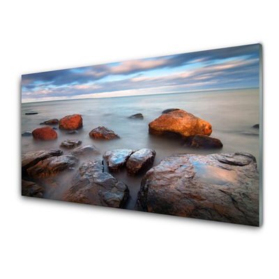 Glasbild aus Plexiglas® Steine Meer Landschaft