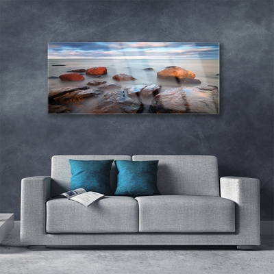 Glasbild aus Plexiglas® Steine Meer Landschaft