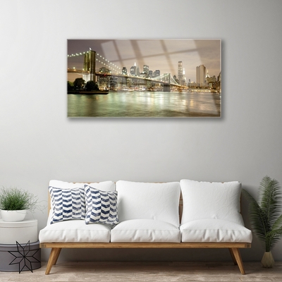 Glasbild aus Plexiglas® Stadt Brücke Meer Architektur