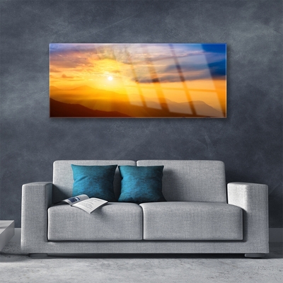 Glasbild aus Plexiglas® Gebirge Sonne Landschaft