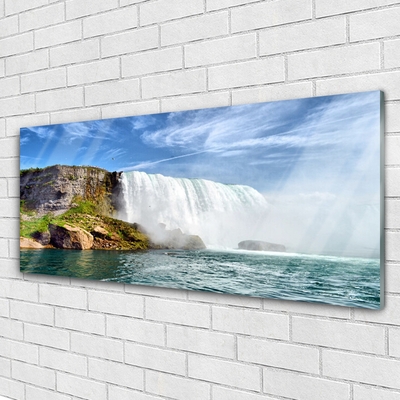 Glasbild aus Plexiglas® Wasserfall Meer Natur