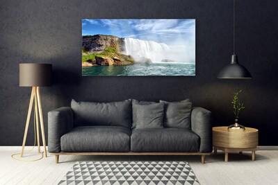 Glasbild aus Plexiglas® Wasserfall Meer Natur