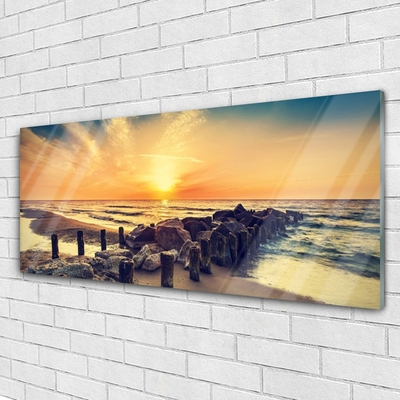 Glasbild aus Plexiglas® Strand Steine Meer Landschaft